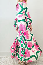 Load image into Gallery viewer, Printed Notched Long Sleeve Maxi Dress
