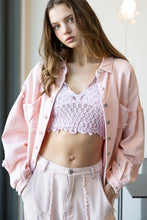 Load image into Gallery viewer, POL Button Down Raw Hem Distressed Shacket
