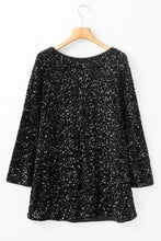 Load image into Gallery viewer, Sequin Round Neck Long Sleeve Mini Dress
