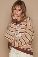 Load image into Gallery viewer, POL Star Patch Stripe Round Neck Sweater
