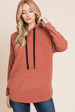 Load image into Gallery viewer, BOMBOM Contrast Drawstring Drop Shoulder Knit Hoodie
