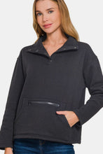 Load image into Gallery viewer, Zenana Turtleneck Half Snap Fleece Sweatshirt
