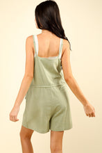 Load image into Gallery viewer, VERY J Half Button Drawstring Sleeveless Romper
