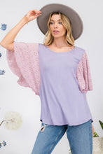 Load image into Gallery viewer, Celeste Full Size Contrast Eyelet Ruffle Sleeve Blouse

