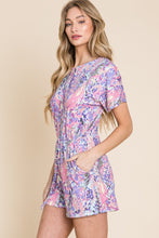 Load image into Gallery viewer, BOMBOM Print Short Sleeve Romper with Pockets

