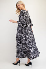 Load image into Gallery viewer, Celeste Full Size Leopard Round Neck Flounce Sleeve Dress

