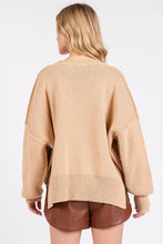 Load image into Gallery viewer, Mittoshop Side Slit Round Neck Drop Shoulder Sweater
