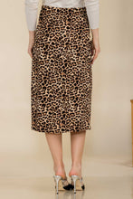 Load image into Gallery viewer, Celeste Full Size Leopard A-Line Midi Skirt

