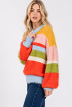 Load image into Gallery viewer, SAGE + FIG Color Block Round Neck Dropped Shoulder Sweater
