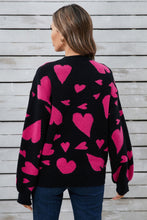 Load image into Gallery viewer, Angel Wings Heart Contrast Round Neck Long Sleeve Sweater
