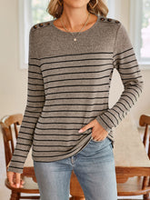 Load image into Gallery viewer, Lovelet Striped Round Neck Long Sleeve T-Shirt
