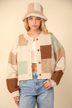 Load image into Gallery viewer, VERY J Color Block Button Down Textured Sweater Cardigan
