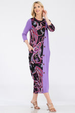 Load image into Gallery viewer, Celeste Full Size Paisley Contrast Midi Dress with Pockets
