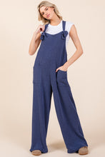 Load image into Gallery viewer, BOMBOM Knot Straps Wide Leg Ribbed Overalls with Pockets
