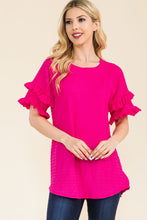Load image into Gallery viewer, Celeste Full Size Ruffle Short Sleeve Texture Top

