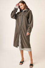 Load image into Gallery viewer, Mittoshop Button Up Drop Shoulder French Terry Longline Jacket
