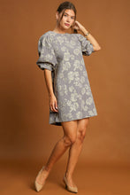 Load image into Gallery viewer, Umgee Floral Jacquard Puff Sleeve Mini Dress
