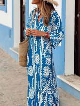 Load image into Gallery viewer, Printed Notched Half Sleeve Maxi Dress
