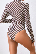 Load image into Gallery viewer, Checkered Turtleneck Long Sleeve Bodysuit
