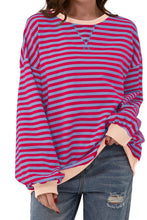 Load image into Gallery viewer, Striped Round Neck Long Sleeve Sweatshirt
