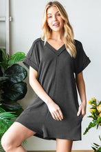 Load image into Gallery viewer, Heimish Full Size Short Sleeve Ribbed Romper with Pockets
