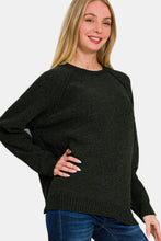 Load image into Gallery viewer, Zenana Side Slit Raglan Sleeve Sweater
