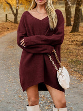 Load image into Gallery viewer, V-Neck Dropped Shoulder Sweater Dress
