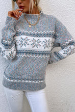 Load image into Gallery viewer, Snowflake Pattern Mock Neck Sweater
