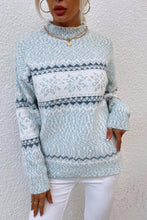 Load image into Gallery viewer, Snowflake Pattern Mock Neck Sweater
