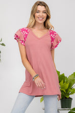 Load image into Gallery viewer, Celeste Full Size Floral Contrast Short Sleeve Top
