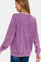 Load image into Gallery viewer, Zenana Washed Round Neck Dropped Shoulder Sweatshirt
