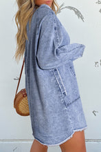Load image into Gallery viewer, Raw Hem Button Down Long Sleeve Denim Dress
