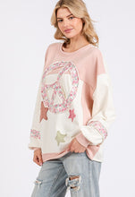 Load image into Gallery viewer, SAGE + FIG Peace &amp; Star Patch Contrast Round Neck Sweatshirt
