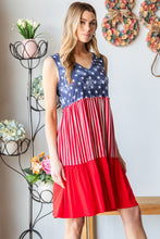 Load image into Gallery viewer, Heimish Full Size US Flag Theme Contrast Tank Dress
