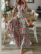 Load image into Gallery viewer, Button Up Ruffle Hem Tiered Maxi Dress
