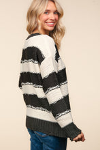 Load image into Gallery viewer, Haptics Striped Contrast Distressed Sweater
