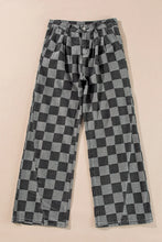 Load image into Gallery viewer, Checkered Wide Leg Jeans with Pockets
