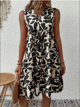 Load image into Gallery viewer, Printed Notched Sleeveless Mini Dress

