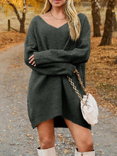 Load image into Gallery viewer, V-Neck Dropped Shoulder Sweater Dress
