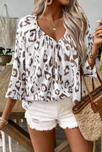 Load image into Gallery viewer, Leopard V-Neck Three-Quarter Sleeve Blouse
