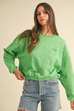 Load image into Gallery viewer, Mable Round Neck Letter Embroidery Crop Sweatshirt
