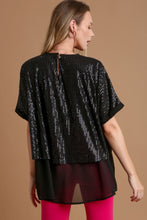 Load image into Gallery viewer, Umgee Sequin Half Sleeve Layered Blouse
