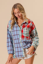 Load image into Gallery viewer, BiBi Color Block Plaid Button Down Shirt
