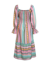Load image into Gallery viewer, Ruffled Striped Long Sleeve Dress
