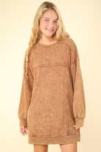 Load image into Gallery viewer, VERY J Mineral Washed Oversized Sweatshirt Mini Dress
