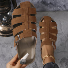 Load image into Gallery viewer, Suede Round Toe Woven Sandals
