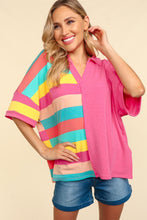 Load image into Gallery viewer, Haptics Exposed Seam Short Sleeve Half Striped T-Shirt
