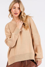 Load image into Gallery viewer, Mittoshop Side Slit Round Neck Drop Shoulder Sweater
