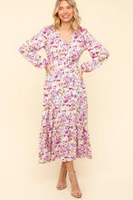 Load image into Gallery viewer, Haptics Full Size Floral V-Neck Long Sleeve Dress with Side Pockets
