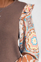 Load image into Gallery viewer, Ruffled Printed Round Neck Long Sleeve Top
